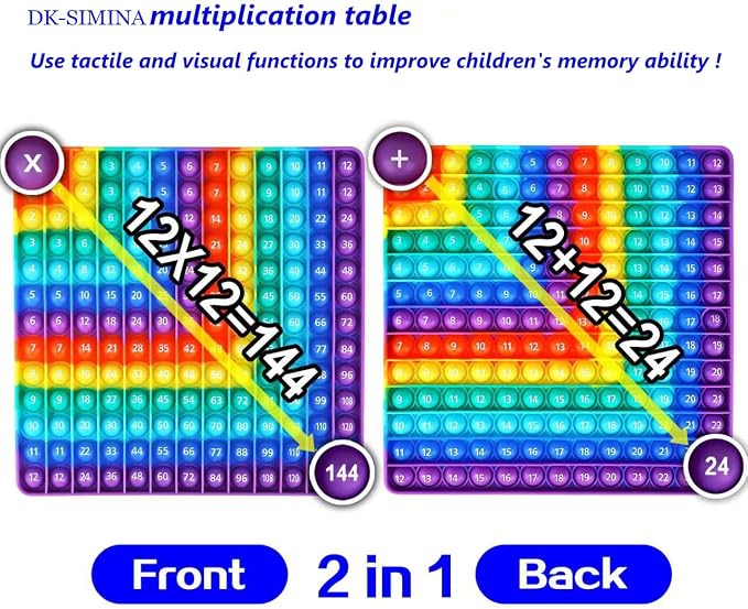 2 in 1 Multiplication Table Game and Digital Addition Table P0PP Math Toy, DK-SIMINA Rainbow Dimple Finger tip Toy, Math Manipulation Game, Create Various Math Operations (1 PCS)
