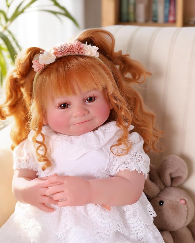 BABESIDE Lifelike Reborn Baby Dolls Dara - 20 Inch Realistic-Newborn Baby Doll Brown Hair Girl Handmade Real Life Baby Dolls with Clothes and Toy Accessories Gift for Kids Age 3+