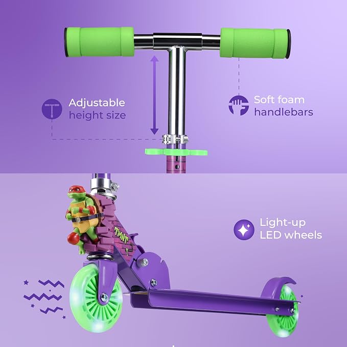 2 Wheel Kick Scooter for Kids, Foldable, Light Up LED Wheels