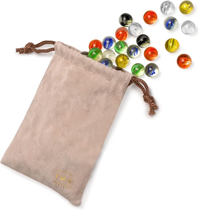 Yellow Mountain Imports 60 Pieces Translucent Chinese Checkers Glass Marbles with Petal Design - 14 Millimeters