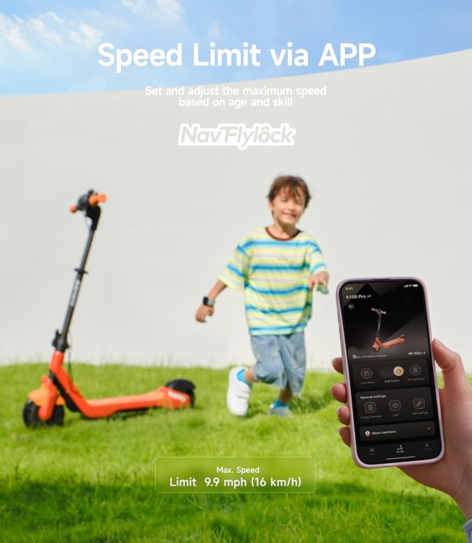 NAVEE K100 Series Electric Scooter for Kids 5-11, Adjustable Handlebar/Speed, Digital Pet, 12.4/9.9/7.5 mph, Safe Brake, Foldable, RGB Lights, Smart APP, Growing Adventurer Gift for Boys Girls, UL2272