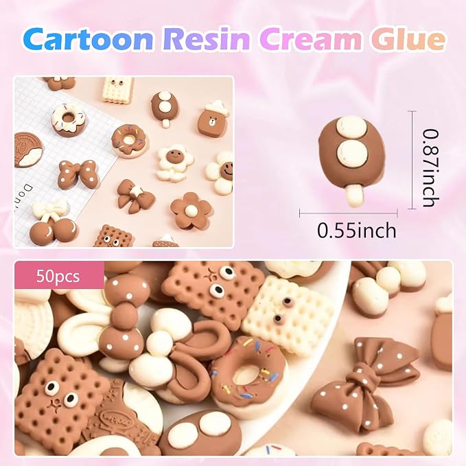 50PCS Coffee Brown Food Resin Blind Bags: Mini Cute Charms for Crafts, DIY Phone Case Decorations, Scrapbooking & Resin Miniatures
