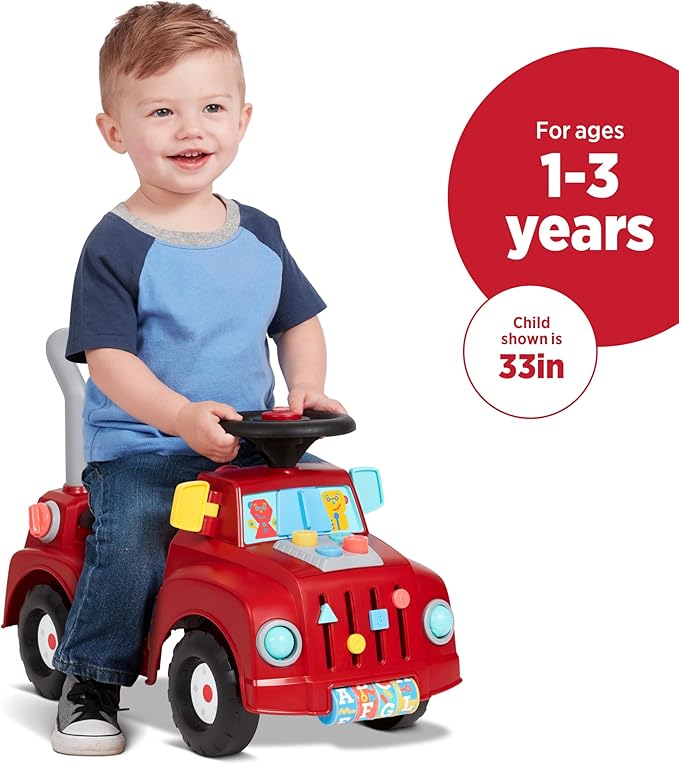 Radio Flyer Tinker Truck, for Toddlers 1-3, 3-in-1 Push Walker Ride On Car with 20 Sensory Activities, Anti-Tip Feature, Under-Seat Storage, Lights and Sounds, 42 lb Capacity, Toddler Ride On Toys