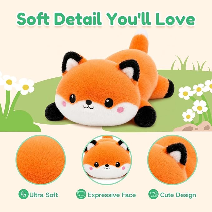 Fox Weighted Stuffed Animal, Soft Plush Toy Gift (24.8 Inch, 3.6 Lbs)