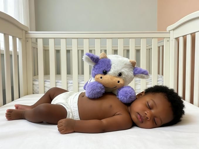 YUKOUQIAN Cute Cow Plush Stuffed Animal Doll Toy 10 inch for Girls Boys (pa Cow purplue)