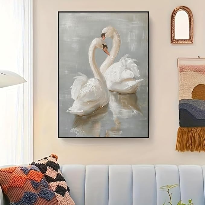 Paint by Numbers for Adults and Kids Beginner, Vintage Swan Painting by Number Kits On Canvas Number Artist Paint by Number Kit Oil Painting Acrylic Paints Home Wall Decor Gift 12X16 inch