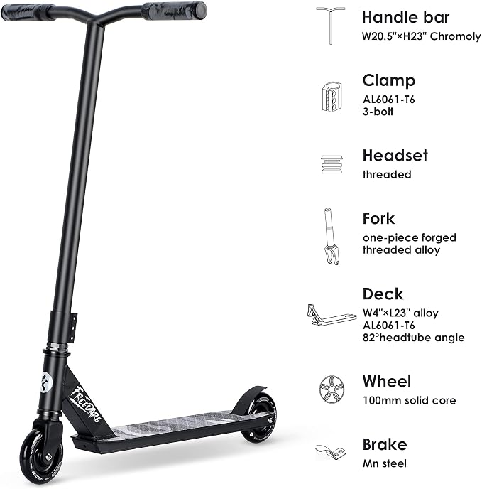 FREEDARE Pro Scooter Stunt Scooter Complete Trick Scooter for Kids 8 Years and Up, Teens, Adults, Boys and Girls Freestyle Street Scooter for Intermediate and Beginner Skate Park
