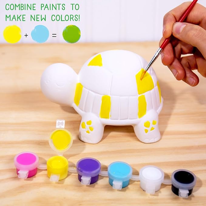 Creative Roots Paint Your Own Turtle - DIY Ceramic Painting Kit for Kids Ages 5+, Creativity Set