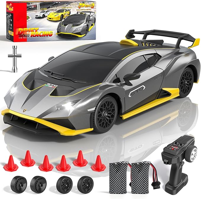 Lamborghini Remote Control Car, 1:18 Scale Lambo Toy Car, Officially Licensed Fast Rc Cars with Led Light, Race Car Toys for 4-12 Boys Girls Adults Birthday Ideas Gift.