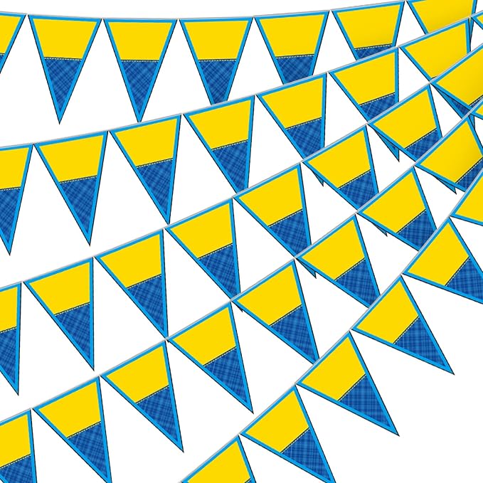 Tiamon 5 Pcs Yellow Cartoon Birthday Party Decorations Yellow Banana Triangle 49.2 ft Flag Pennant Banner Garland Streamer for Birthday Baby Shower Cartoon Themed Party Supply