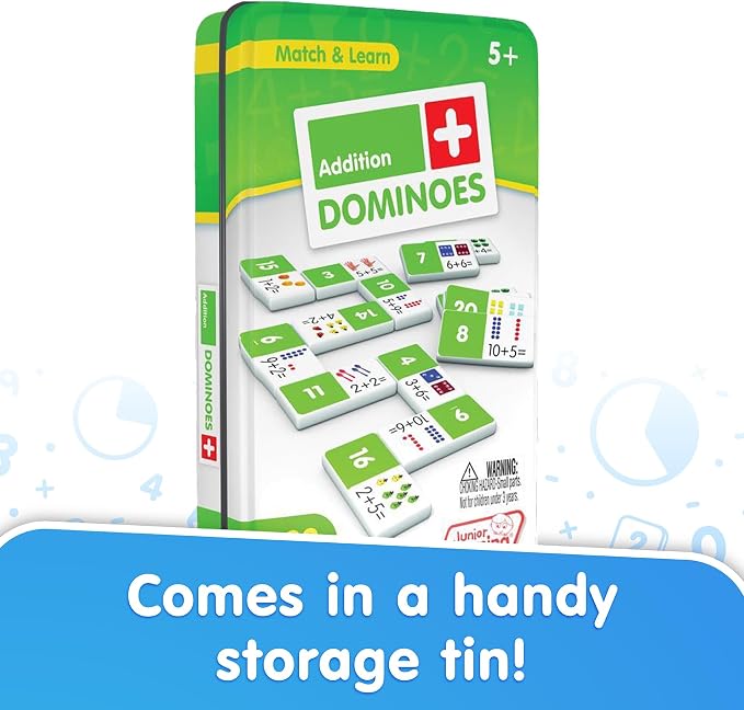 Junior Learning JL481 Addition Dominoes, Multi 7.8 H x 4.7 L x 1.5 W,White