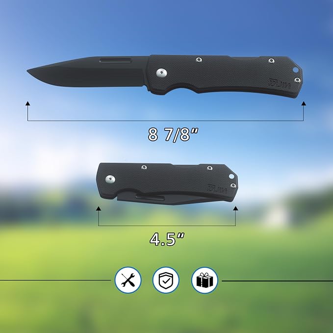 JIN Alpha Kids Pocket Knife, Safe Toy Knives, Dull G10 Blade, Folding EDC, DIY Making Kit, Fake Knife, Black G10 Blade Handle, Camping Tool