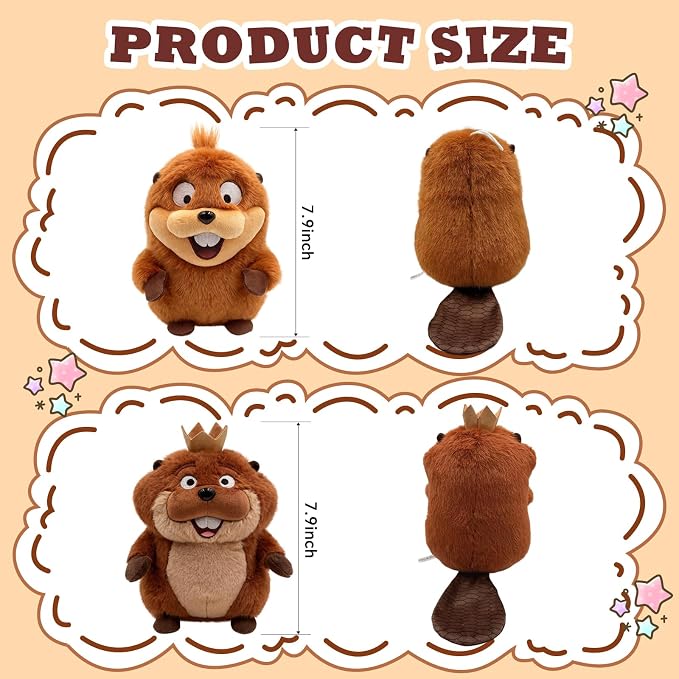 2Pcs Hoppers Plush Toys, Mabel & King George Plushs 7.9-Inch Stuffed Animals, Hoopers Movie Toys,Super Soft Cotton-Filled Collectible Plush for Kids and Hoppers Movie Fans Game