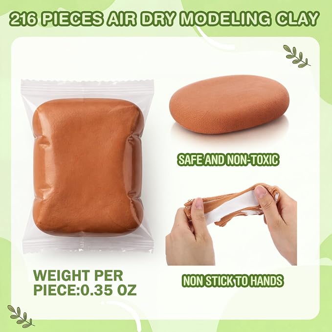 VioraWhite 216 Pcs 76 oz Brown Air Dry Clay Bulk Ultra Light Modeling Clay for Kids DIY Magic Foam Gifts Safe and Non Toxic for Sculpting Boys Girls Kids School Birthday Gifts