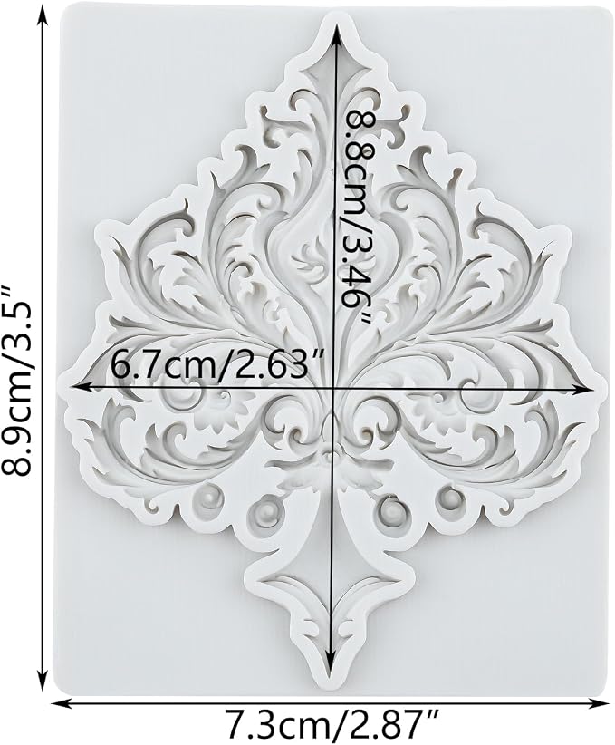 Baroque Scroll Relief Silicone Molds Relief Flower Lace Filigree Polymer Clay Mold for DIY Crafts Epoxy Resin Casting Air Dry Polymer Clay Plaster Jewelry Making