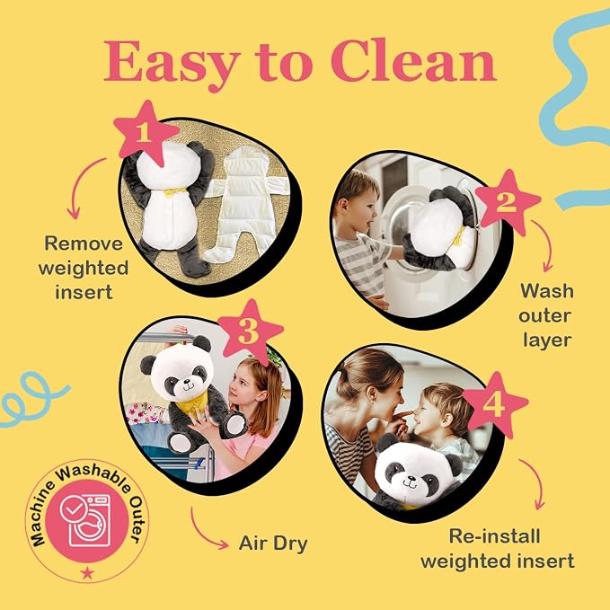 Lilly's Love Weighted Stuffed Animals for Adults & Kids — 5lb Calming Panda Plush for Anxiety, ADHD & Sensory | Machine Washable Weighted Stuffed Animal w/Removable Insert | Pete The Panda