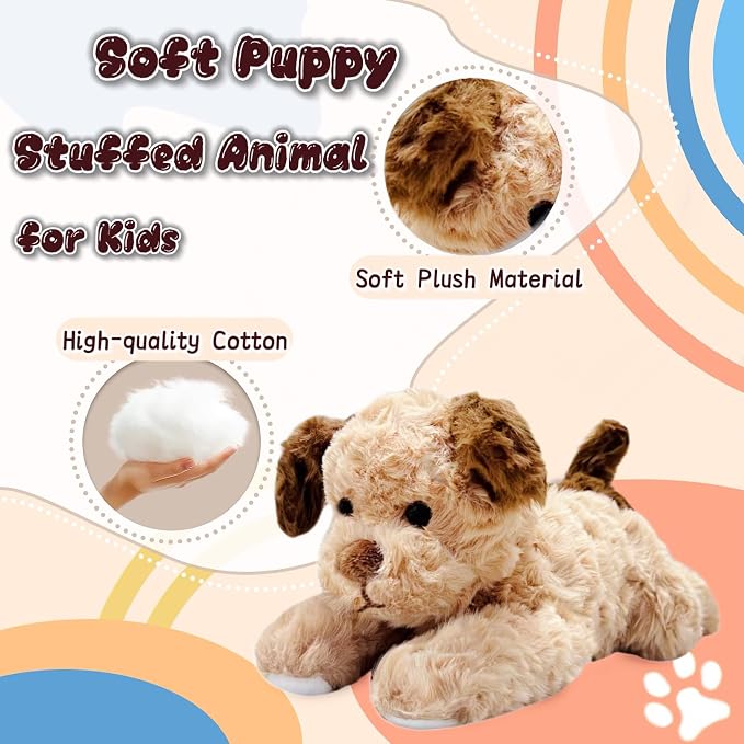 12" Brown Dog Stuffed Animals Plush Toys for Kids and Babies, Cute Puppy Plushies, Puppy Stuffed Animals Plush Toy for Carnival and Christmas Decorations, Dog Themed Party Favors