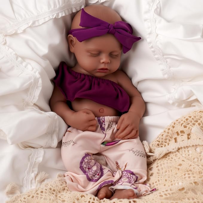 BABESIDE 16 inch Full Body Silicone Baby Dolls, Realistic African American Reborn Doll Black Girl, Bathable Anatomically Correct Newborn with Accessories for Kids Age 3+ & Collectors