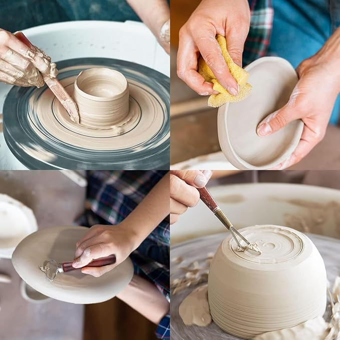 Y9A5N0K3O Clay Tools 19pcs, Sculpture Clay Carving Knife Soft, with Wooden Handles and Tool Bag, for Trimming, Embossing Pattern, Sculpting, Modeling, Shaping, for Adults and Kids