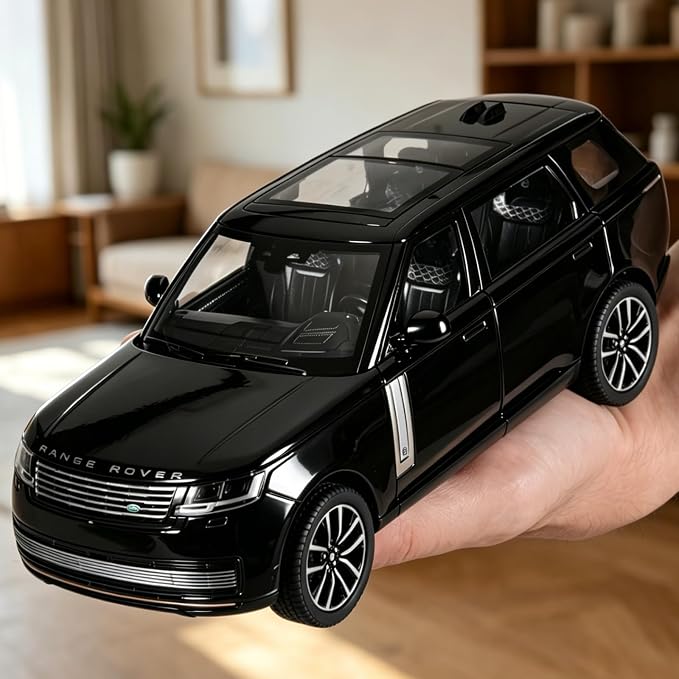 Toy Car Model 1/24 Diecast Cars Compatible with Land Rover Range Rover Off-Road SUV Collect Model Car Kits for Adults and Boys Metal Toy Cars for Kids Age 3+ Pull Back Cars with Light and Sound（Black）