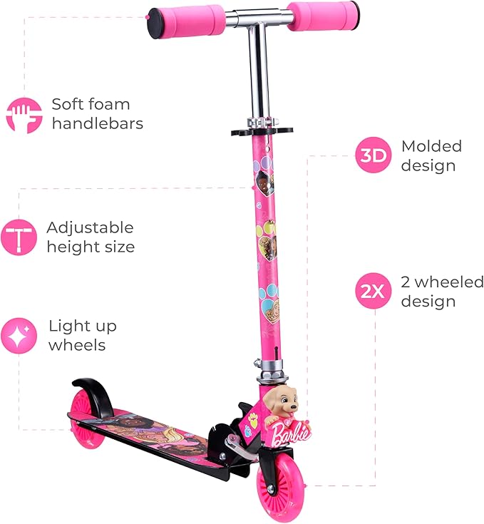 2 Wheel Kick Scooter for Kids, Foldable, Light Up LED Wheels