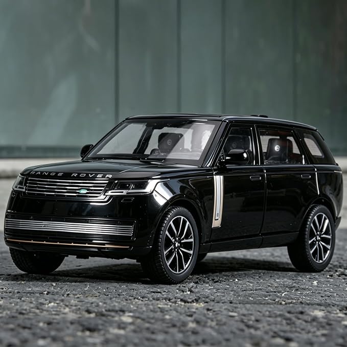 Toy Car Model 1/24 Diecast Cars Compatible with Land Rover Range Rover Off-Road SUV Collect Model Car Kits for Adults and Boys Metal Toy Cars for Kids Age 3+ Pull Back Cars with Light and Sound（Black）