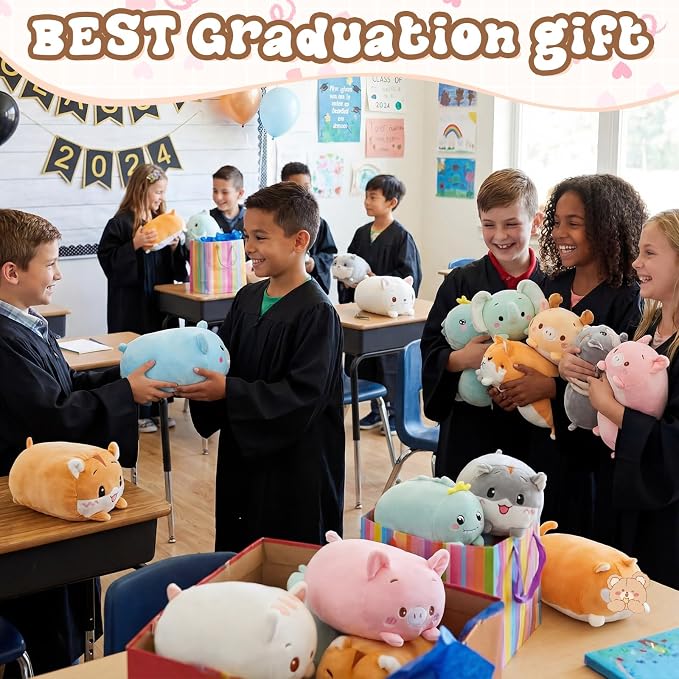 Leitee 18 Pcs Stuffed Animals Plushies Bulk 8 Inch Cute Plush Toys Plush Pillow for Boys Girls Birthday Gift Box Toys for Kids Back to School Classroom Prize Christmas Party Favors Bulk (Cute Animal)