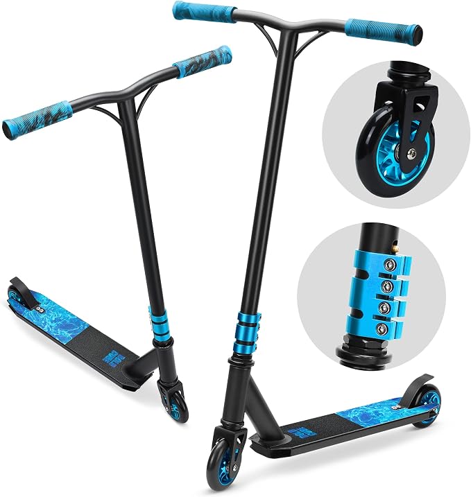 BOLDCUBE Deluxe Stunt Scooter for Boys and Girls Ages 8-12 Years | Anodized Finish | 4 Bolt Clamp | Marbled Grips | 7+ yrs