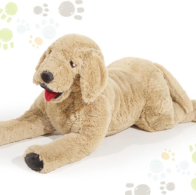 Geosar 33.5" Dog Stuffed Animals Plush, Soft Cuddly Golden Retriever Plush Toys, Large Stuffed Dog Hugging Pillow Gifts for Valentines Kids Girls Boys Birthday