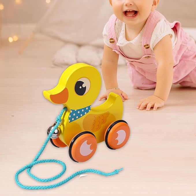 Pull Along Toy with String, Animal Push and Pull Along Toys, Duck