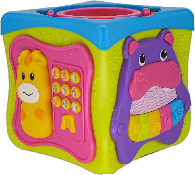 Kiddieland Light & Sound Activity Cube for Toddlers – Musical Piano Keys, Animal Shape Sorter, 6 Sides of Play, Interactive Sensory Toy with Handle, Ages 1 2 3