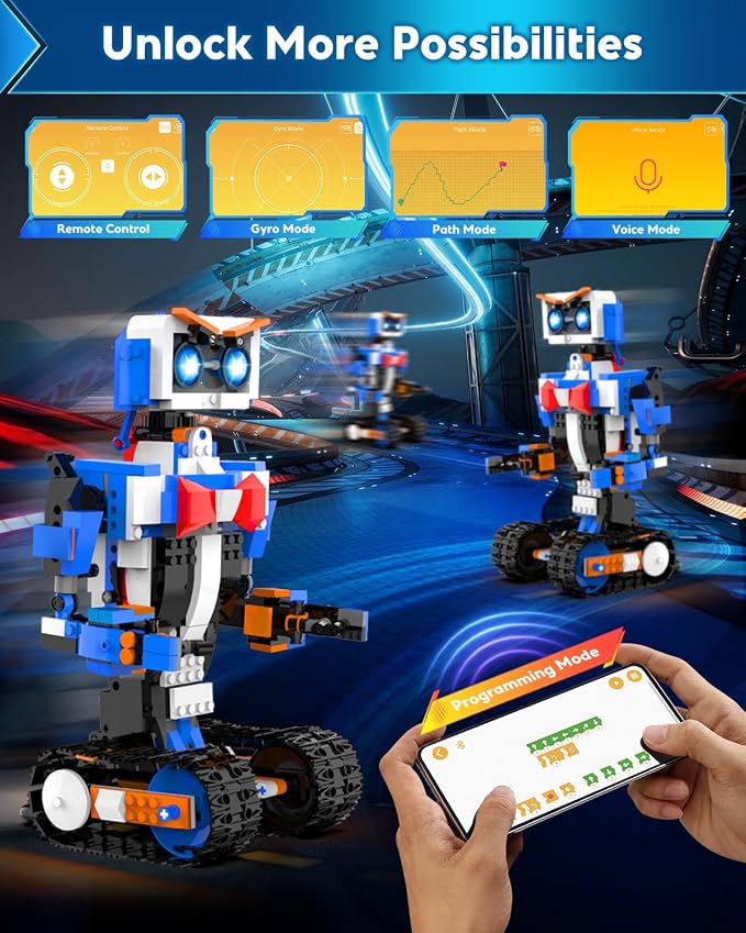 Robot Building Kits for Kids, Stem Toys for Boys Age 8-12, APP & Remote Control Educational Coding Building Sets, Programmable Robot for Kids, Rechargeable Robotic Kit Gifts for Girls Boys (728 PCS)