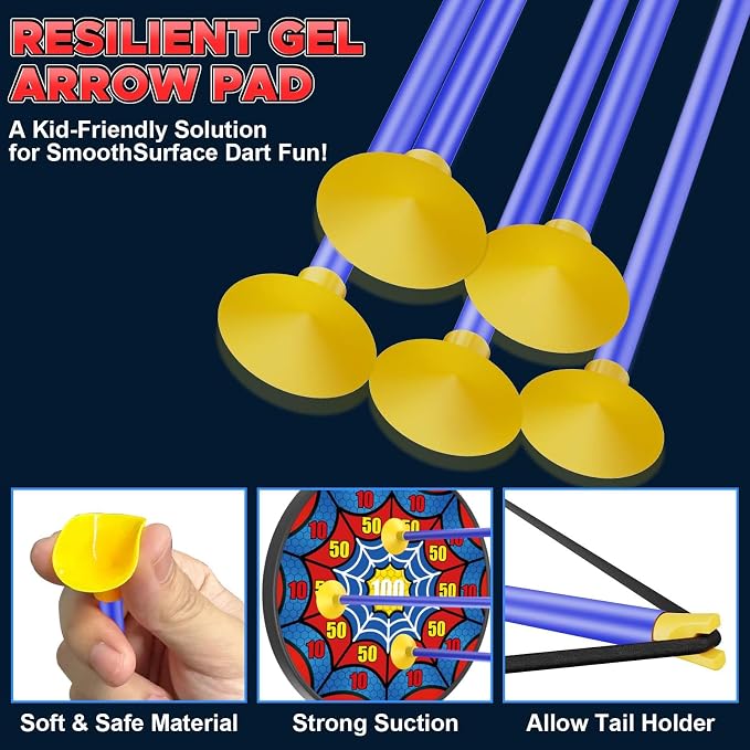 Kids Bow and Arrow Set LED Light Up Archery Set with 10 Suction Cup Arrows, 1 Archery Targets,3 Score Target for Kids Ages 3-12 Birthday Gifts Toys for 5 6 7 8 9 10 11 12 Year Old Boys Girls