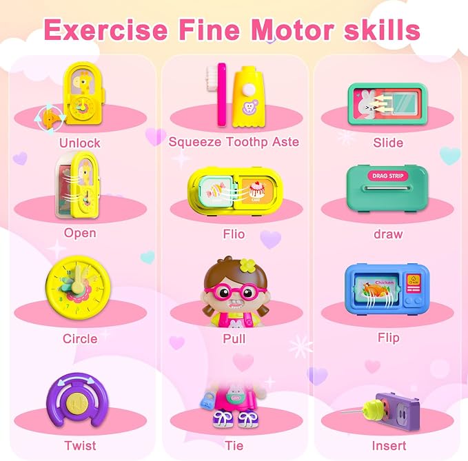 VOILBTOY Busy Board for 1-2 Year Old Girl Gift,Musical Toys for Toddlers 1-3 Year,Educational Fine Motor Baby Toys for 12 18 Months,Perfect for Preschool or Travel,Birthday Gift for 1+Year Old Girl