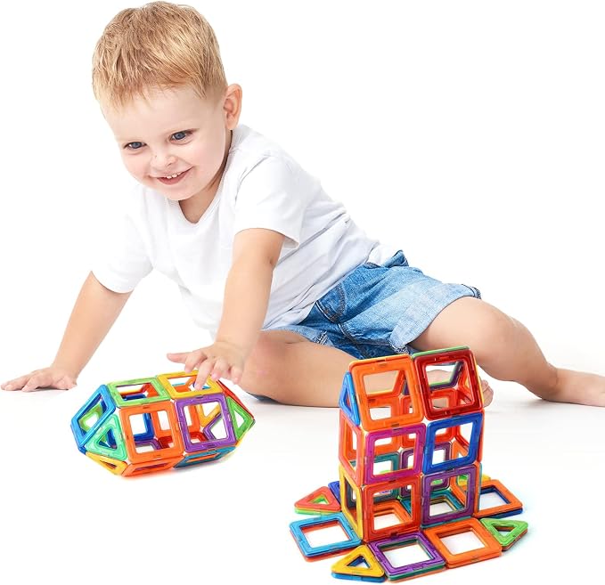Magnetic Building Tiles Set for Kids, STEM Educational Construction Toy with Strong Magnets, Colorful Magnetic Blocks for Creative Play, Ages 3+