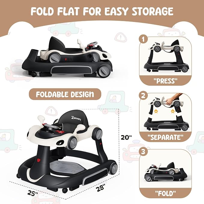 6-in-1 Foldable Baby Walker Activity Center Bouncer Rocker 6-18 Mons