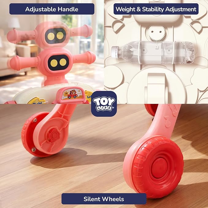 TOY Life Baby Push Walker, Activity Center Baby Girl Walker Toy with Steering Wheels, Sit to Stand Learning Walker Baby Toys 6-12 Months, Walking Toys for 1 Year Old Girl Boy Toddler