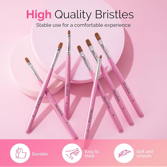 MelodySusie Gel Nail Brush 7Pcs Nail Art Brushes Nail Art Tips Nail Brushes for Nail Art Nail Painting Brush Pen Set for Home and Salon Use