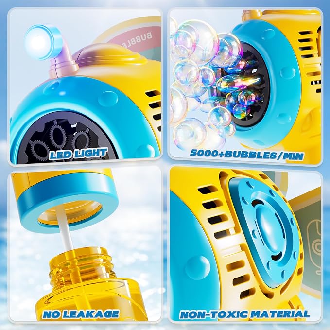 Lucky Doug Bubble Gun, Bubble Machine Gun for Kids Toddlers with Rich Bubbles, Bubble Guns for Kids with 360° Leak-Proof Design, Auto Bubble Gun for Toddlers Children Backyard Outdoor Camping
