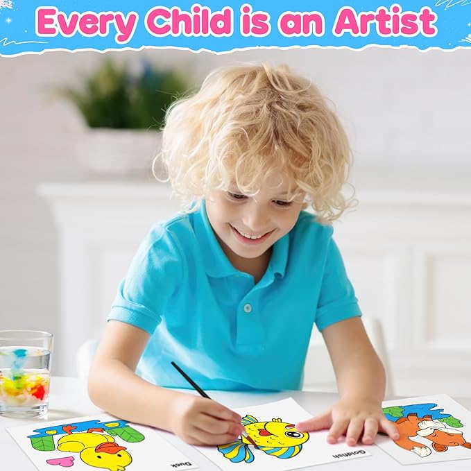 ZIZZ Paint with Water Coloring Books for Toddlers, 3PCS Watercolor Painting Set for Kids Ages 3-8, No-Mess Drawing Art Craft Toy Birthday Valentine's Day Gifts for Girls Boys - Princess, Forest, Sea
