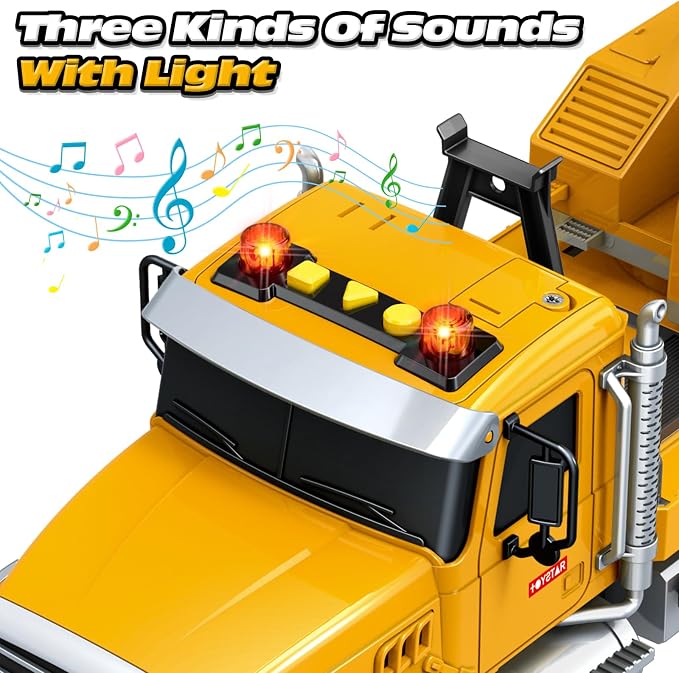 Bstoyder Kids Toys for 3 4 5 6 7 8 Years Old Boys, 15" Crane Truck Toy with Lights, Sounds, Toddler Friction Powered Truck Vehicle Toy for Boys Girls Birthday Gifts