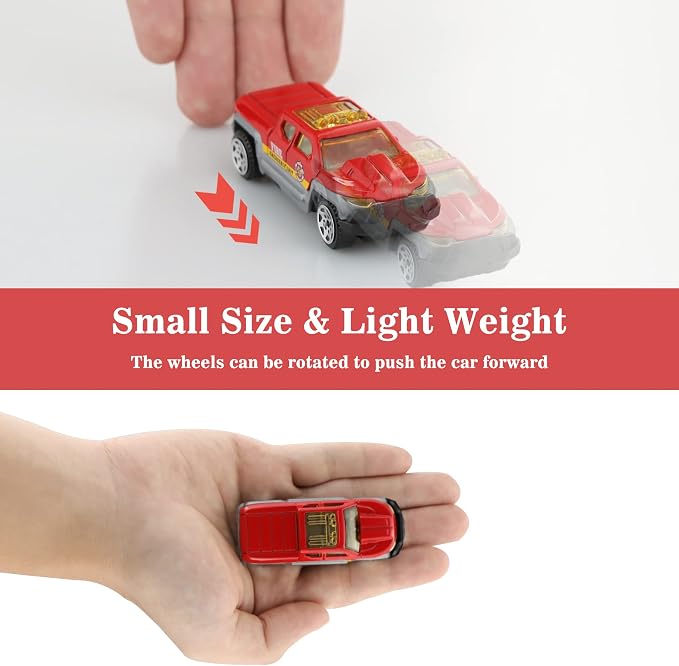 BenRich 6Pcs Mini Die Cast Car 1/64 Scale Alloy Fire Truck Vehicle Metal Model Toy Set, Ladder, Water Tower Truck, Ambulance, Transport, Patrol Car, Model Toys for Kid Boys Girls Birthday Xmas Present