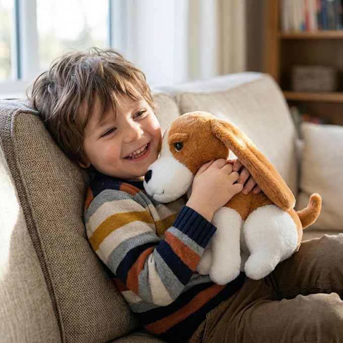 WEIGEDU Beagle Stuffed Animal Plush Toy, 12 inch | Cute Sitting Puppy Dog with Long Floppy Ears, Soft Hound Gift for Kids Boys Girls