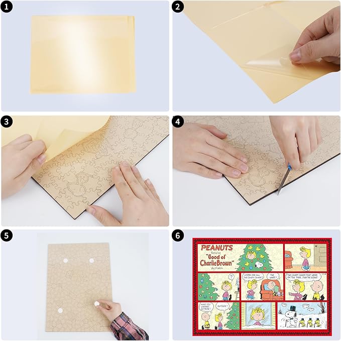 Peanuts Puzzles for Adults – Christmas Comic Charlie Brown Wooden Puzzles, 300 Pieces Snoopy Collection Jigsaw Puzzle, for Kids, 5MM Thick, Officially Licensed Merchandise, 15" x 10.5"