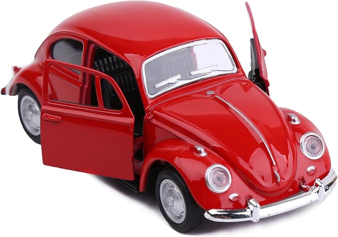 Berry President 1967 Classic Beetle Bug Vintage 1/32 Scale Diecast Metal Pull Back Car Model Toy for Gift/Kids (RED)