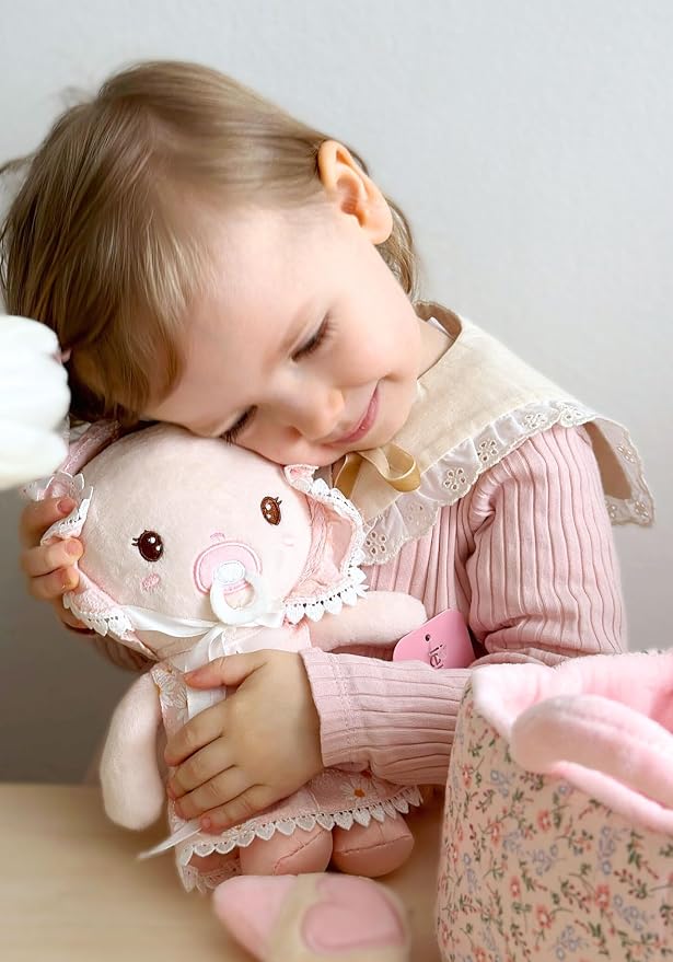 LeyaDoll 9'' Soft Baby Doll Toys for 1 Year Old Girl, Pretend Playset with Plush Doll, Bassinet, Blanket and Bottle, Perfect Birthday for Toddlers & Infants