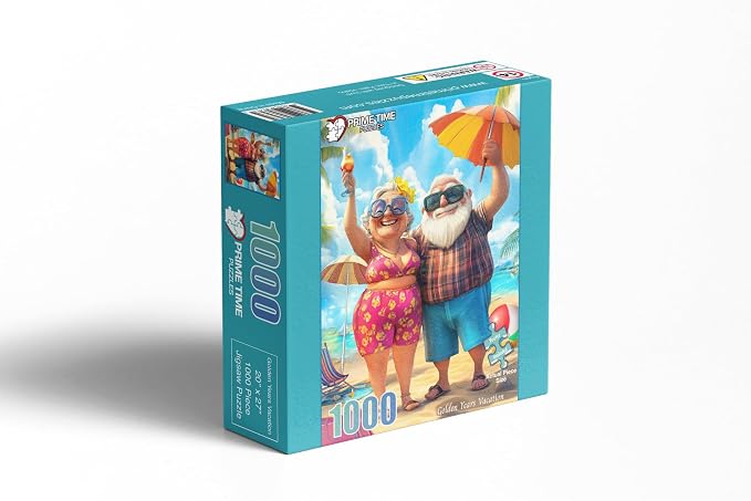 1000 Piece Jigsaw Puzzle for Adults - Funny Parents or Grandparents on a Tropical Beach Vacation - Challenging Puzzle - Retirement Gift for Mom or Dad - 20x27 inch