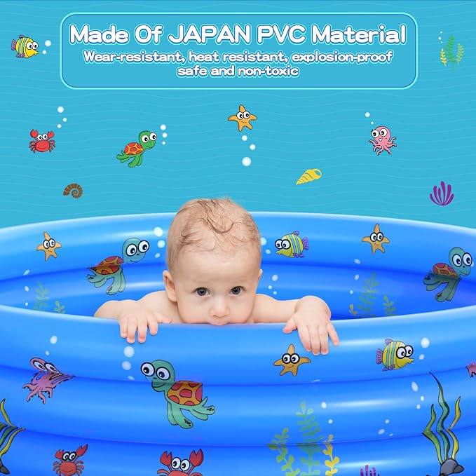Garden Round Inflatable Baby Swimming Pool, Portable Inflatable Child/Children Little Pump Pool,Kiddie Paddling Pool Indoor&Outdoor Toddler Water Game Play Center for Kids/Girl/Boy