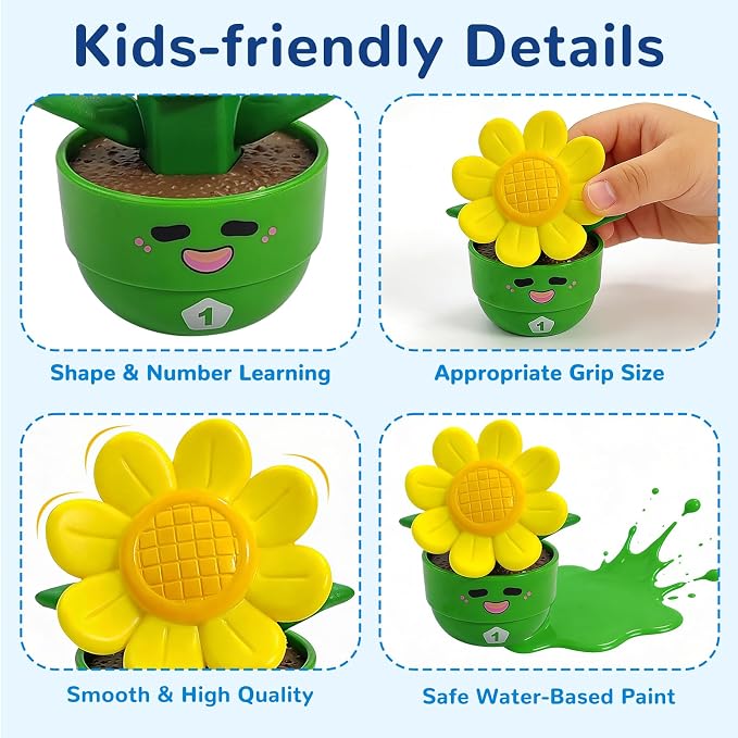 10 Sets Flower Garden Toddler Toys, Kids Gardening Building Toy, Color Shape Sorting & Matching Game, Montessori Stacking Sensory Learning Toys, 2 Year Old Girl Birthday Gift