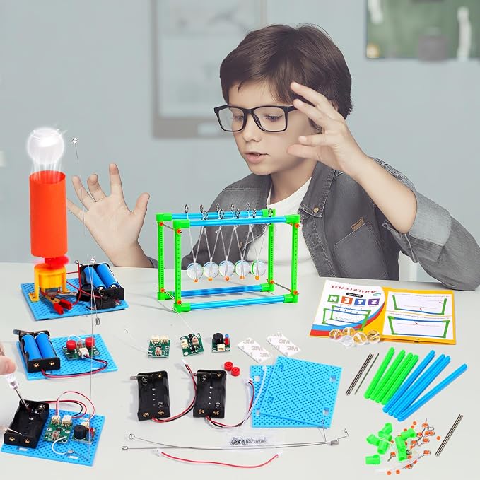 4 Set STEM Science Kits for Kids Age 8-12, 7-in-1 Science Experiments Crafts Projects Electric Motor Building Kit 8-10 9-12, STEM Toys for 8 9 10 11 13 Year Old Boys Girls Classroom Activity Gift